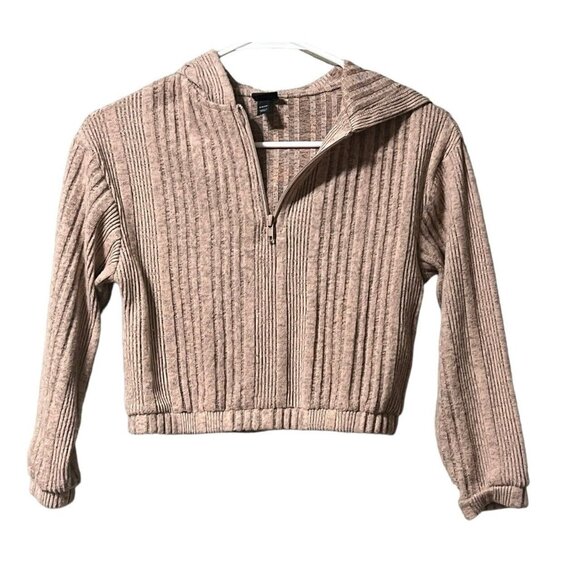 Art Class Brown Solid Long Sleeve Cropped Cardigan Zip Girls Size 6X‎ Preppy - Picture 1 of 10